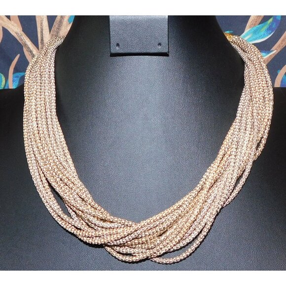Vintage Abstract Gold Tone Layered Chain Necklace - Picture 1 of 3